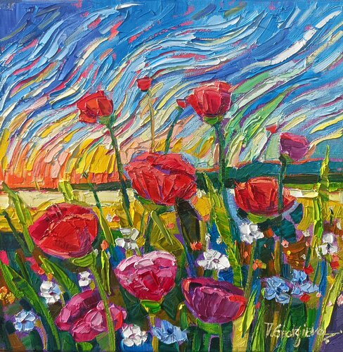 Dance of the Wild Poppies de Vanya Georgieva, Pintura a la venta en Singulart