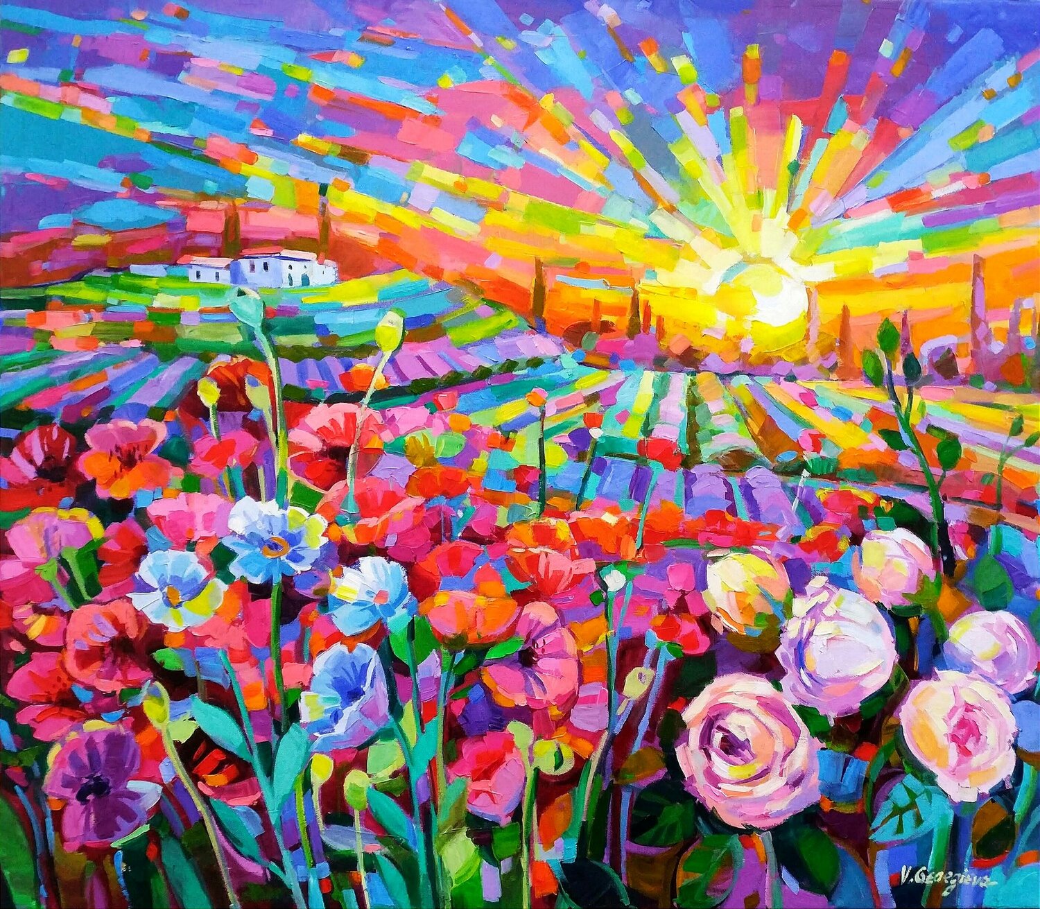 Poppy field in Tuscany Vanya Georgieva Originalgemälde zu verkaufen
