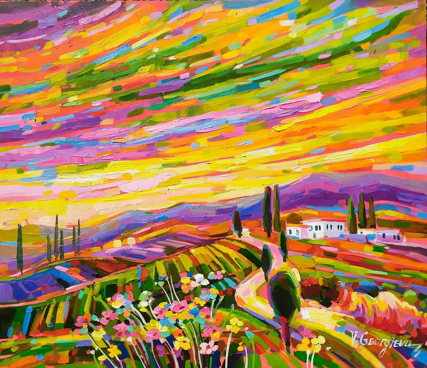 Tuscany in autumn/ big Vanya Georgieva Originalgemälde zu verkaufen