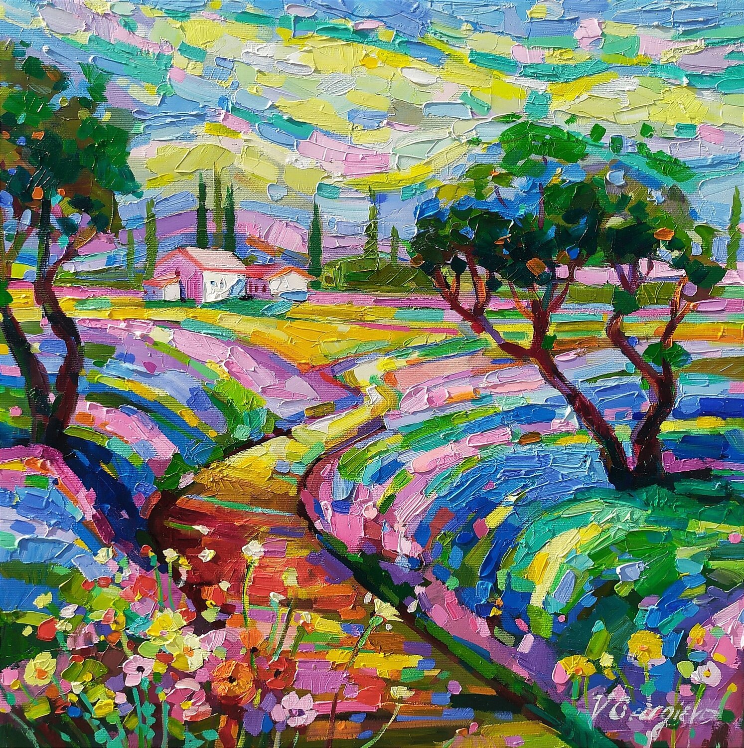"The olive trees in my way" Vanya Georgieva Dipinto originale in vendita