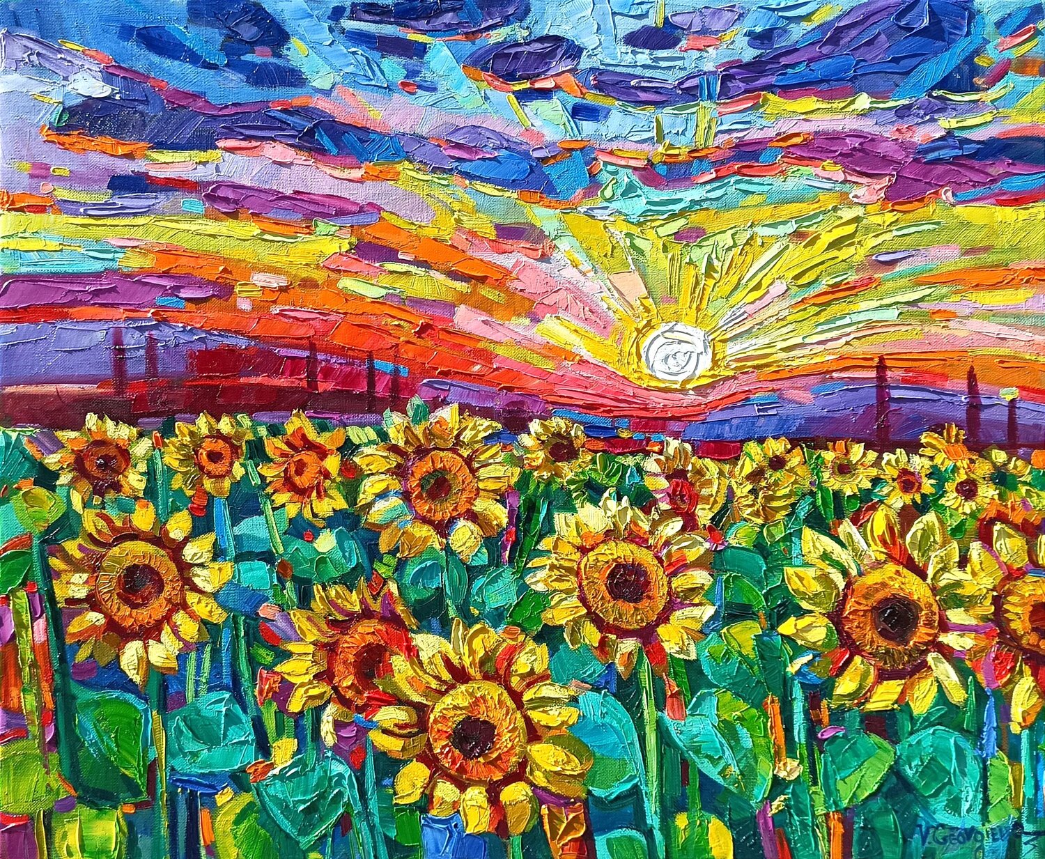 When the Sunflowers bloom by Vanya (2022) Painting Oil on