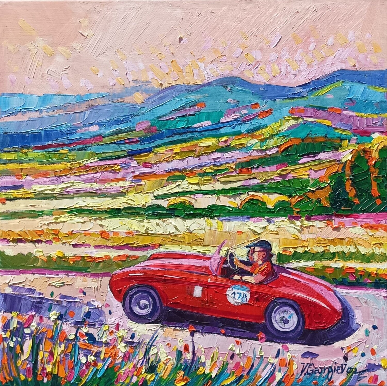 Mille miglia 13 / On the Road Vanya Georgieva Originalgemälde zu verkaufen