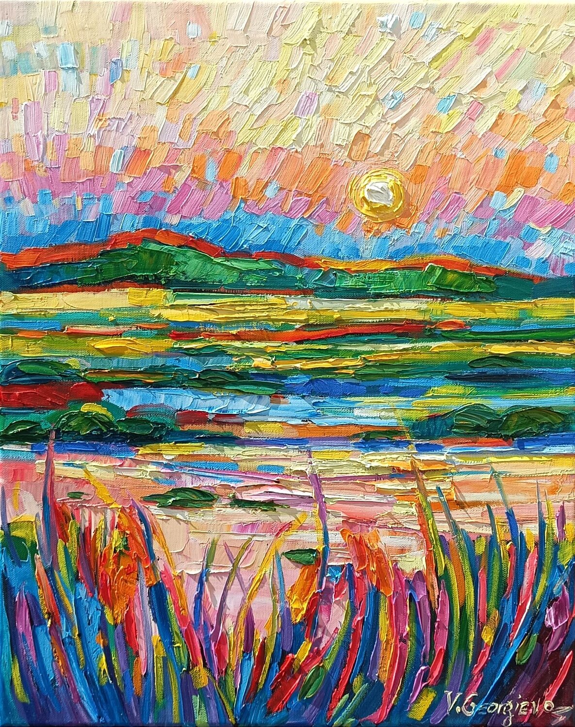 Sunrise on the lake Vanya Georgieva Originalgemälde zu verkaufen