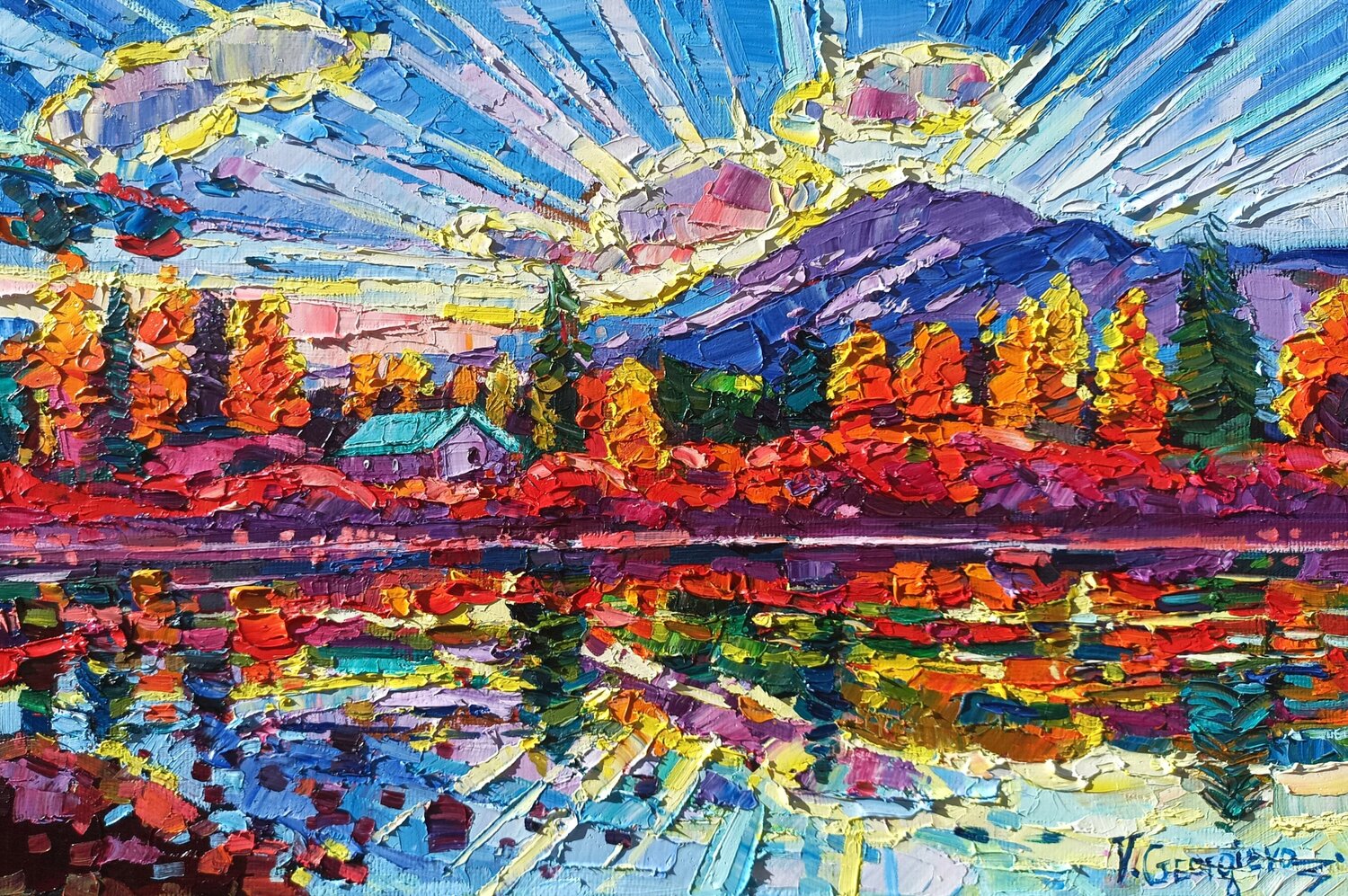 Golden colours in the Mountain Vanya Georgieva Originalgemälde zu verkaufen