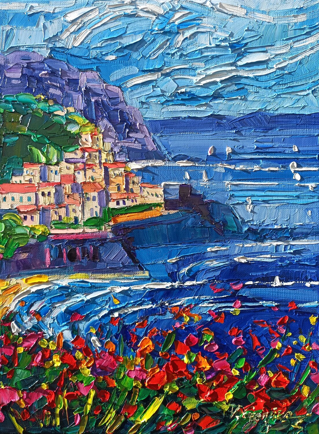 Sunny Day in Amalfi Vanya Georgieva Originalgemälde zu verkaufen