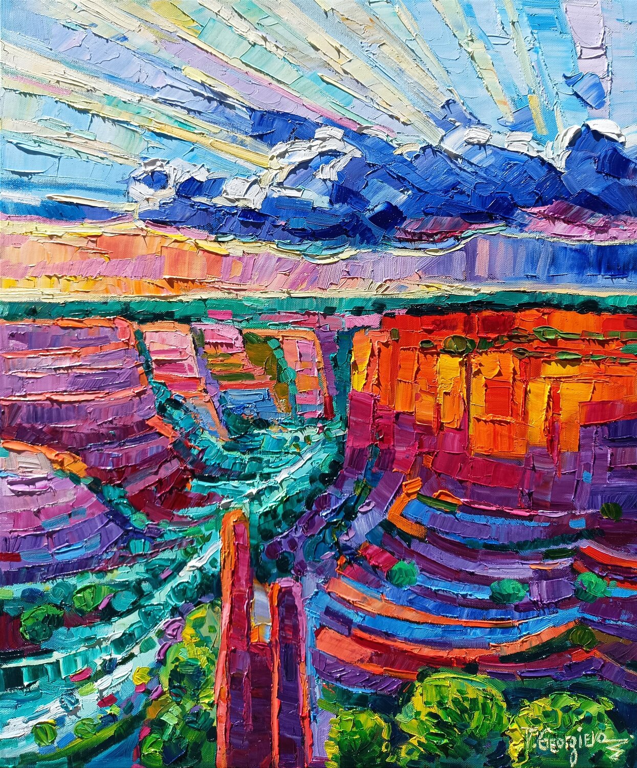 Rain and light on Grand Canyon Vanya Georgieva Originalgemälde zu verkaufen