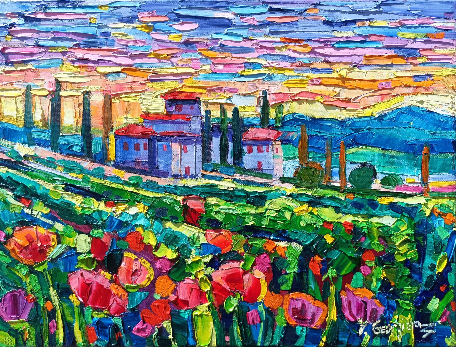 Vineyards in Tuscany by Vanya Georgieva (2024) : Painting Oil on Canvas -  Singulart, image size:1500x1140