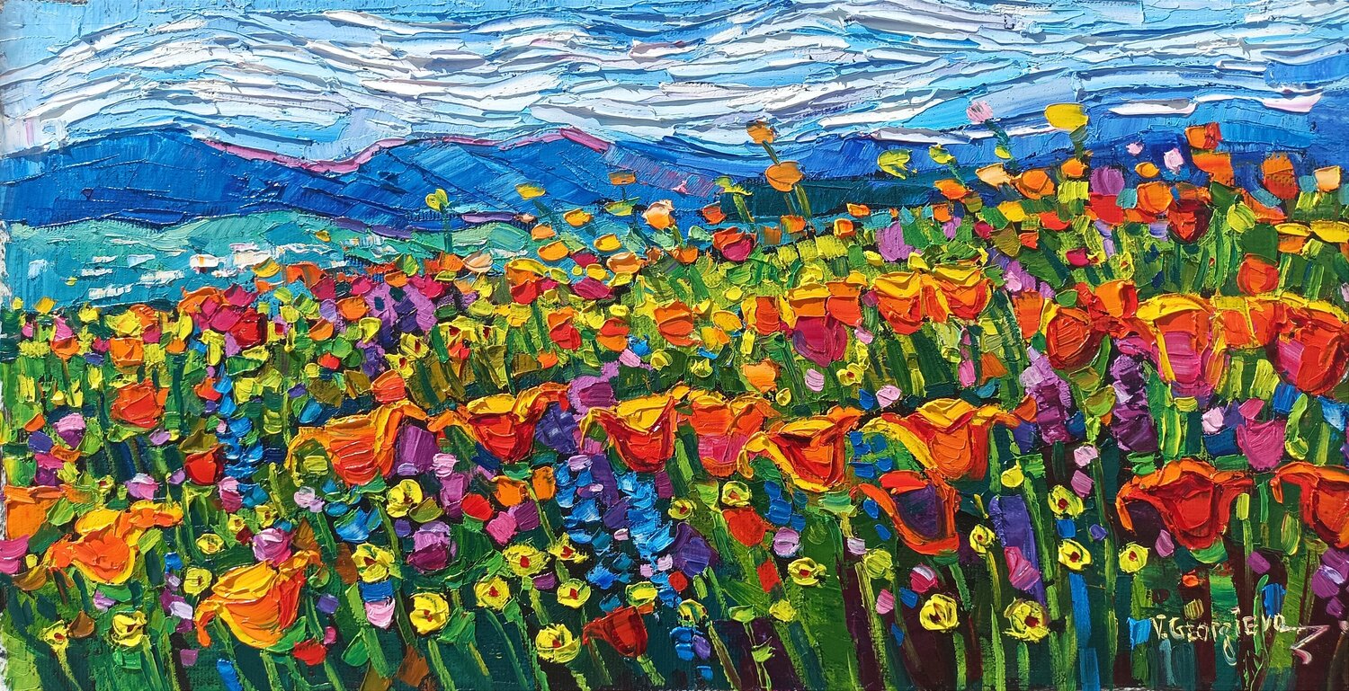 Californian poppies Vanya Georgieva Originalgemälde zu verkaufen