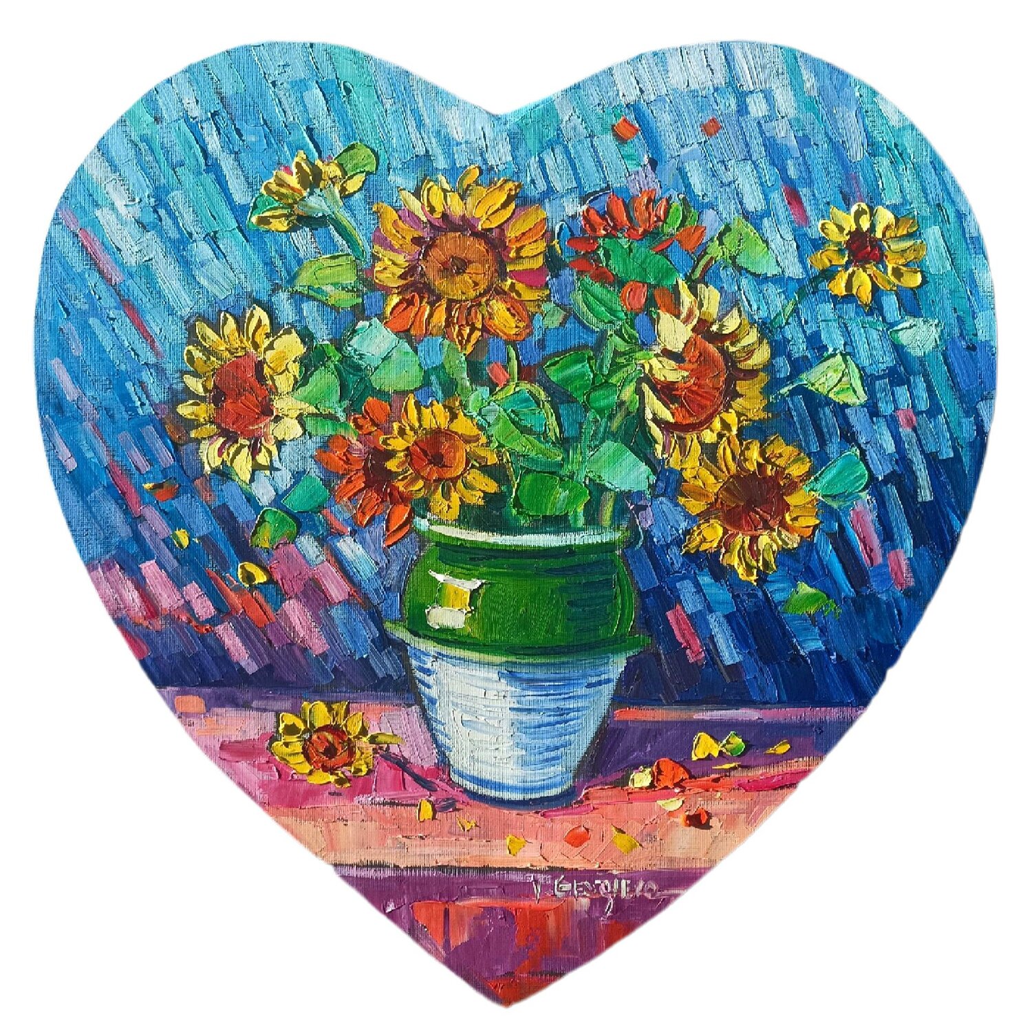 Sunflowers in my Heart Vanya Georgieva Dipinto originale in vendita