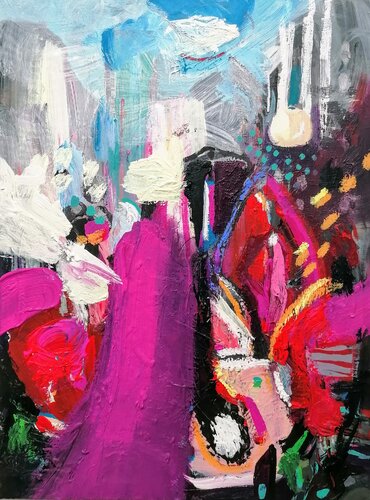 Playfull City di Zsuzsa Klemm, Pittura in vendita su Singulart