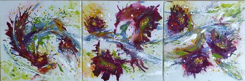 Tourbillon floral - triptyque von Sylvie Jousselin, Malerei kaufen auf Singulart