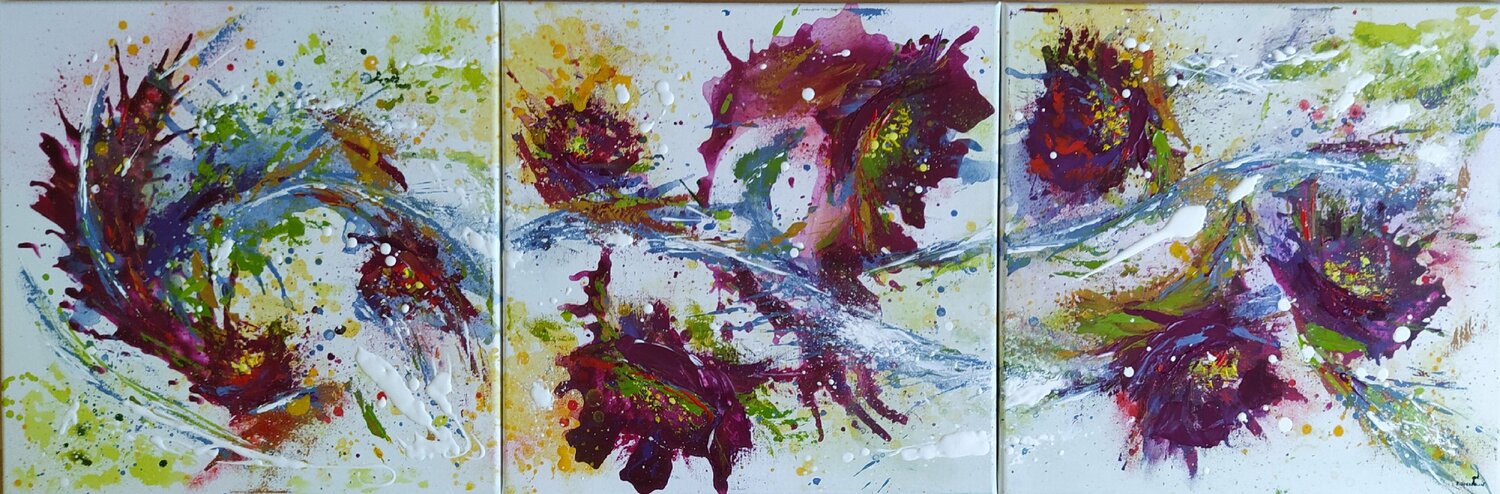 Tourbillon floral - triptyque Sylvie Jousselin