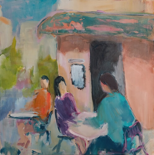 Café Moustier van Kerstin Grobler, Schilderij te koop op Singulart