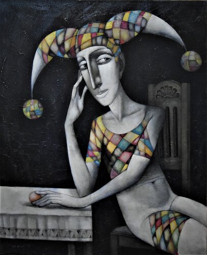 Harlequin Leaning di Tigran Sukiasyan, Pittura in vendita su Singulart