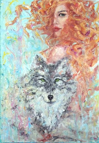 She-wolf van Julia (Iuliia) Tokar, Schilderij te koop op Singulart