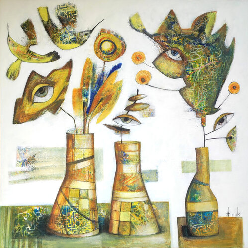 Don't hesitate, fly! (surrealistic still life) von Anna Soghomonyan, Malerei kaufen auf Singulart
