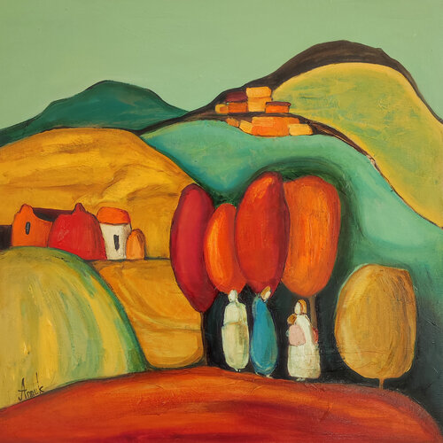 Neighborhood: mountain village landscape von Anna Soghomonyan, Malerei kaufen auf Singulart