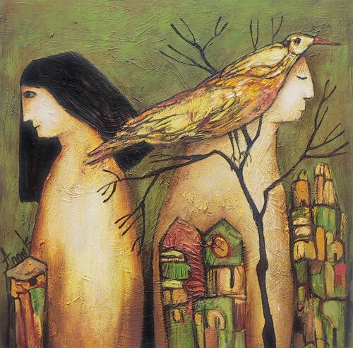 The unlived city van Anna Soghomonyan, Schilderij te koop op Singulart