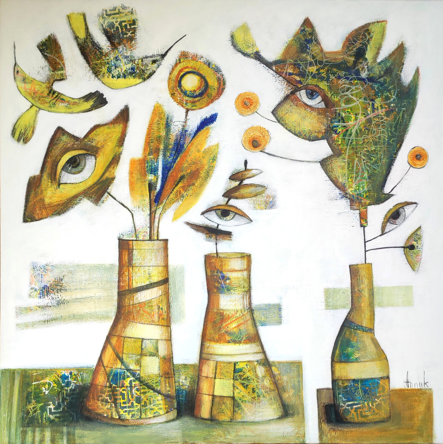 Don't hesitate, fly! (surrealistic still life) Anna Soghomonyan Dipinto originale in vendita