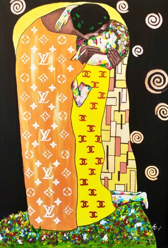 Love in Patterns. Modern pop art, street art figurative painting. von Tattiana Yelistratava, Malerei kaufen auf Singulart