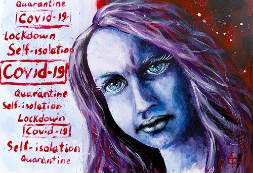 The Isolation code. Modern pop art, street art figurative painting. di Tattiana Yelistratava, Pittura in vendita su Singulart