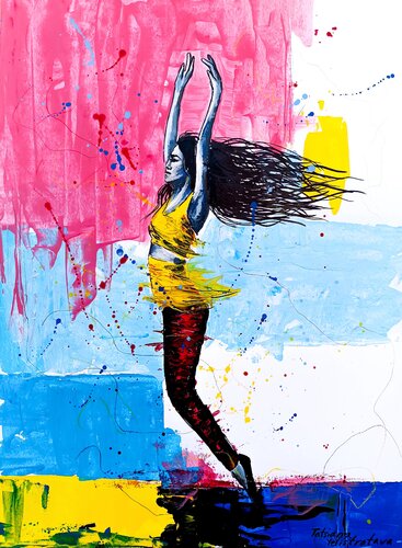 Before the World Answers. Modern pop art, street art figurative painting. de Tattiana Yelistratava, Pintura a la venta en Singulart