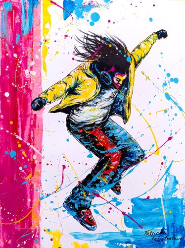 The Answer was Motion. Modern pop art, street art figurative painting. by Tattiana Yelistratava, Painting for Sale on Singulart