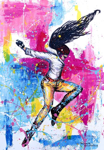 Between Breath and Flight. Modern pop art, street art figurative painting. von Tattiana Yelistratava, Malerei kaufen auf Singulart