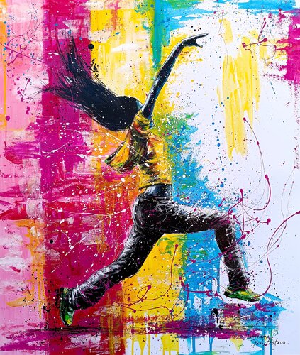 Breaking the Inner Frame. Modern pop art, street art figurative painting. di Tattiana Yelistratava, Pittura in vendita su Singulart