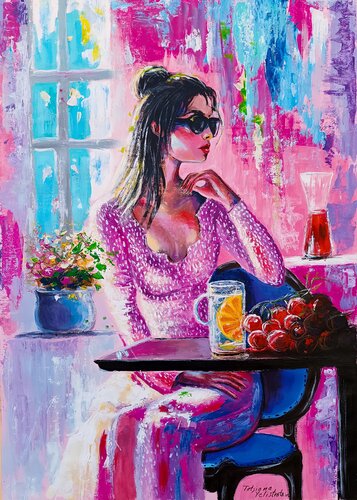 The Quiet between Thoughts. Modern pop art, street art figurative painting. di Tattiana Yelistratava, Pittura in vendita su Singulart