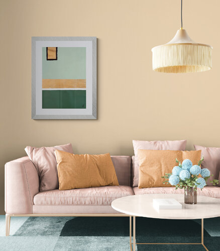 Edge of the Quiet. Minimalist geometric Abstract Painting. Sage green , gold, biege Neutral tone . by Tattiana Yelistratava, 油畫 for Sale on Singulart
