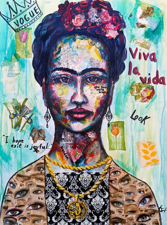 The Unbroken Bloom. Frida Khalo Modern pop art, street art figurative  painting. Tattiana Yelistratava