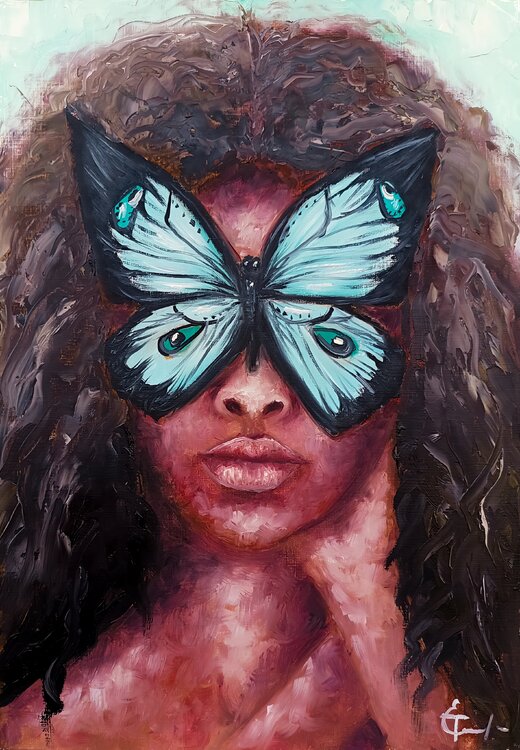 Awakening Wings. - Contemporary figurative painting, modern female portrait, original oil painting. Tattiana Yelistratava