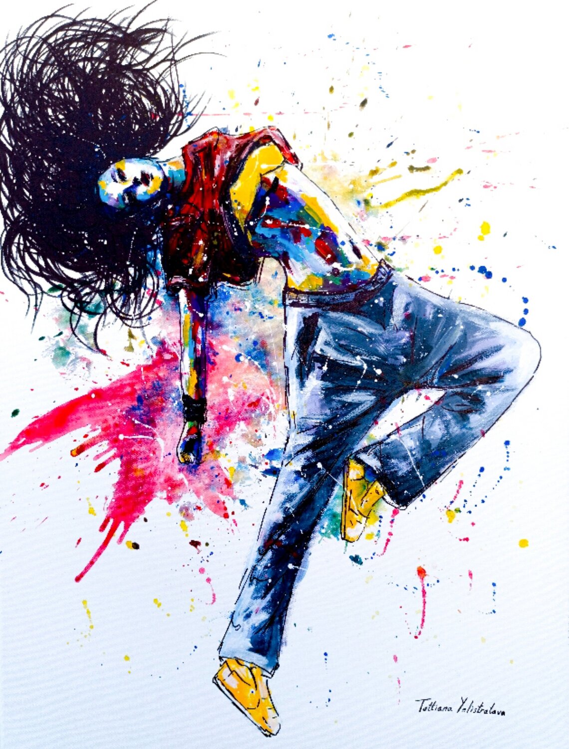 Joy in Motion. Large Modern pop art, street art figurative painting. Tattiana Yelistratava Original painting for sale