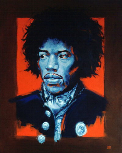 Jimi Hendrix-red and blue de Michael Knepper, Pintura a la venta en Singulart