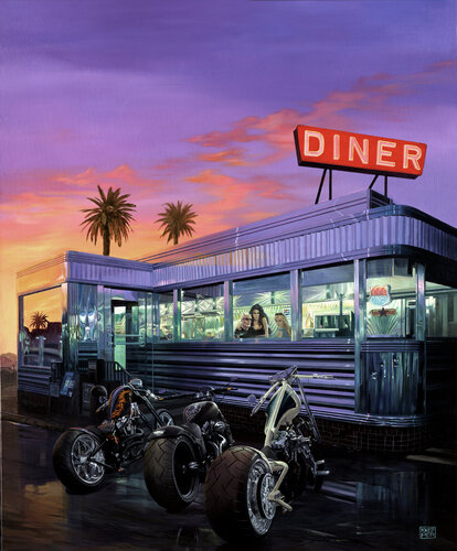 BREAK AT THE DINER von Michael Knepper, Malerei kaufen auf Singulart
