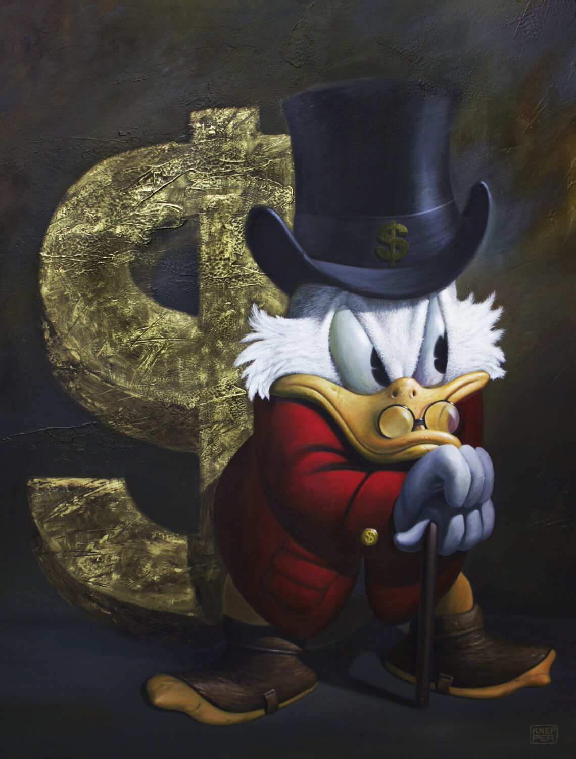 Scrooge Mc Duck- F...ing Bitcoins! - Michael Knepper - Acrylic, Oil on  Canvas