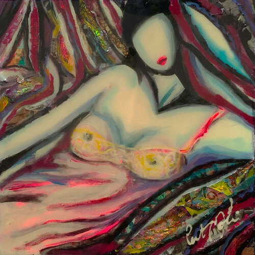 FEMME AU DESHABILLE ROSE by PatMoli, 회화 for Sale on Singulart