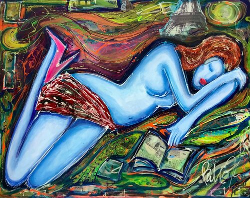 FEMME AU POISSON VERT di PatMoli, Pittura in vendita su Singulart