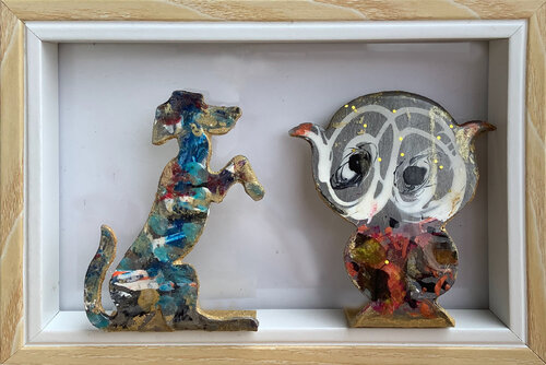 MINI CHIEN CHOUETTE SOUS CADRE PatMoli