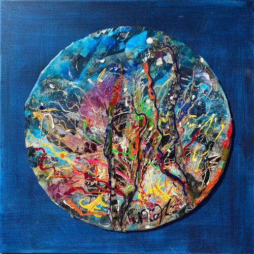 Hublot mer sur toile bleue PatMoli