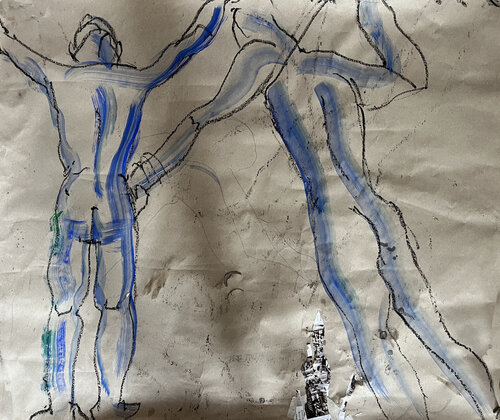 2 hommes volants by PatMoli, Work on Paper for Sale on Singulart