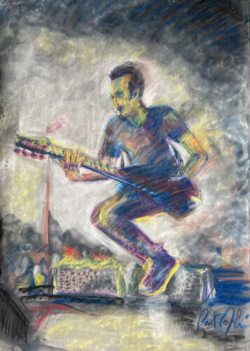 L'ENVOL DU GUITARISTE van PatMoli, Tekening te koop op Singulart