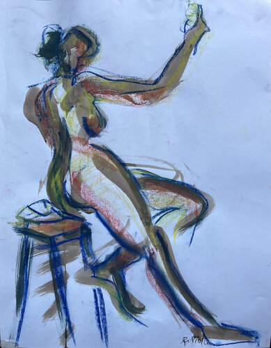 Assise sur le tabouret van PatMoli, Tekening te koop op Singulart