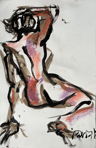 DOS FEMME ASSISE par PatMoli, Dessin en vente sur Singulart