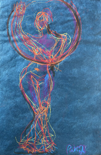 Femme au cerceau  sur BLEU by PatMoli, Work on Paper for Sale on Singulart