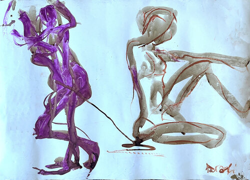 EMPRUNTES ROUGE ET OCRE by PatMoli, Drawing for Sale on Singulart