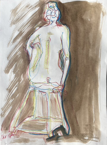 Assise aux 3 traits pastels by PatMoli, Drawing for Sale on Singulart