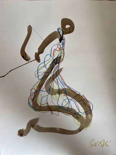 Femme à genoux avec robe de PatMoli, Dibujo a la venta en Singulart
