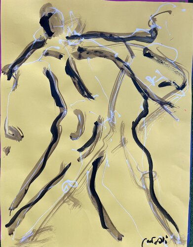 2 hommes sur jaune von PatMoli, Werk auf Papier kaufen auf Singulart